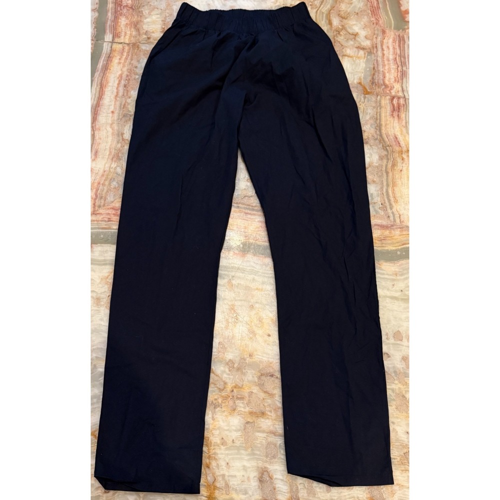 For Days Womens Wide-Leg Casual Pants Black Pull On Elastic Waist Comfort Small